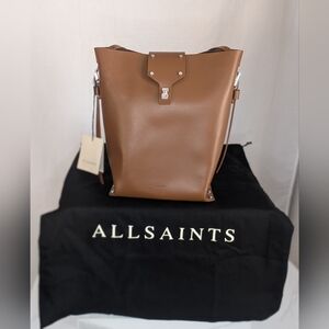 AllSaints Leather Bucket Bag Sepia Brown NWT Dust Bag Included